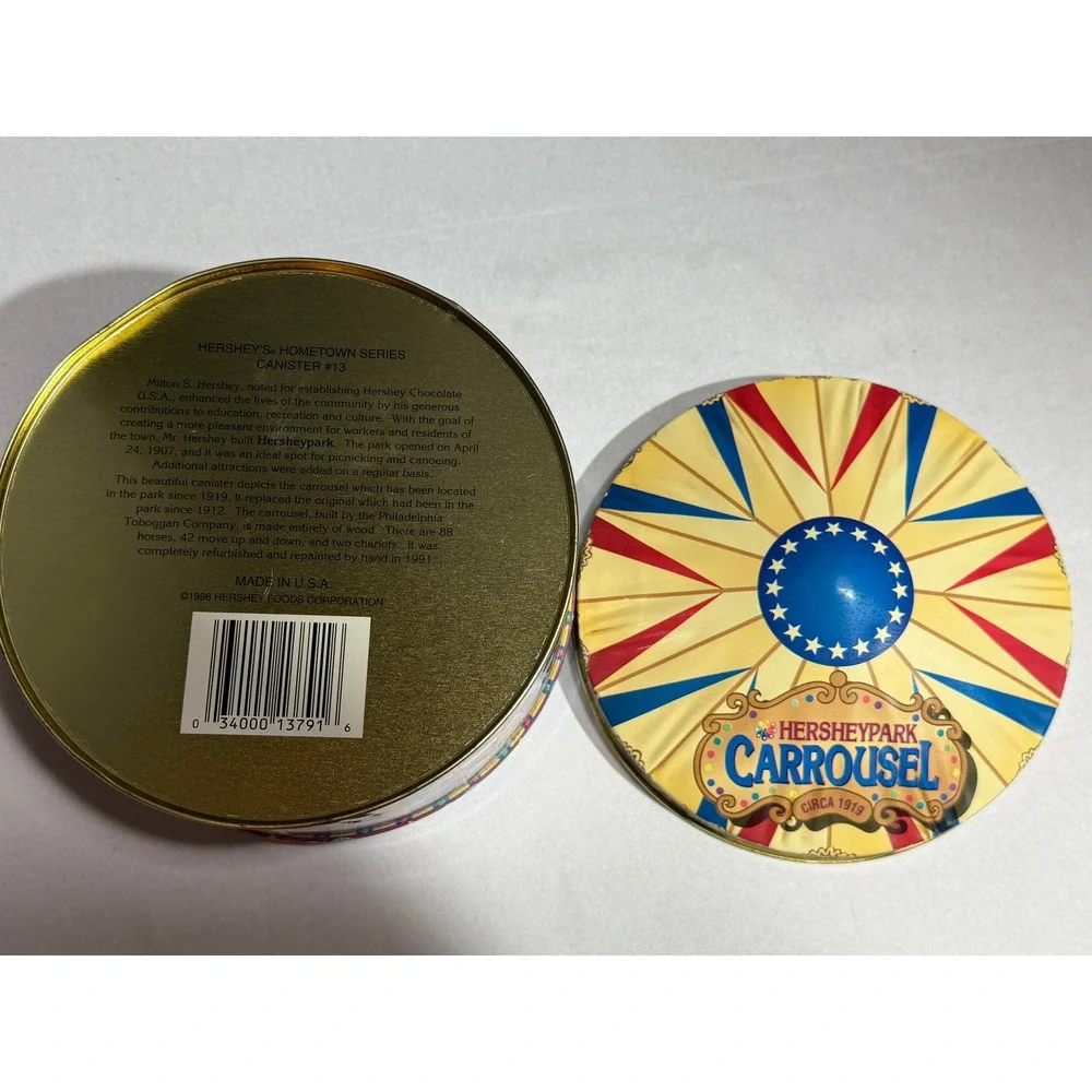 Hershey's Hometown Series Canister #13 Hersheypark Carrousel Vintage 1996 Tin